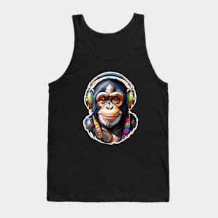 Happy Chimpanzee Headphones Tank Top